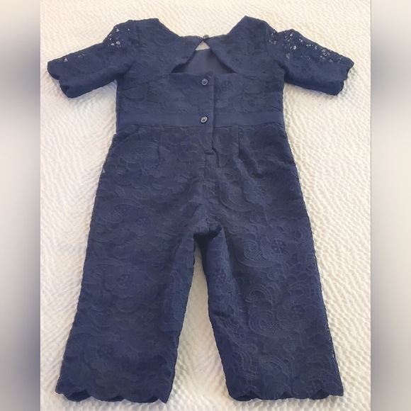Janie and Jack Holiday Navy Lace Jumper Girls Size 18-24M - Picture 2 of 6